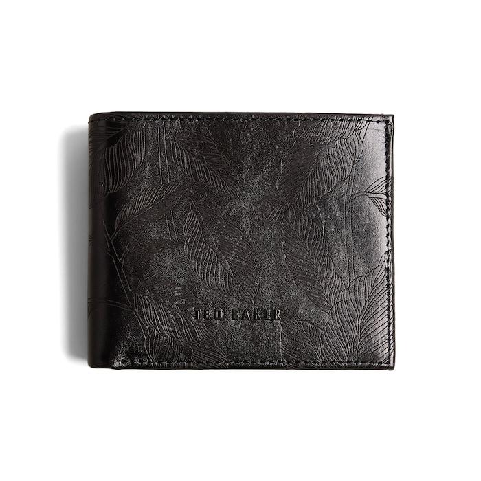 men black laser etched leaf bifold wallet