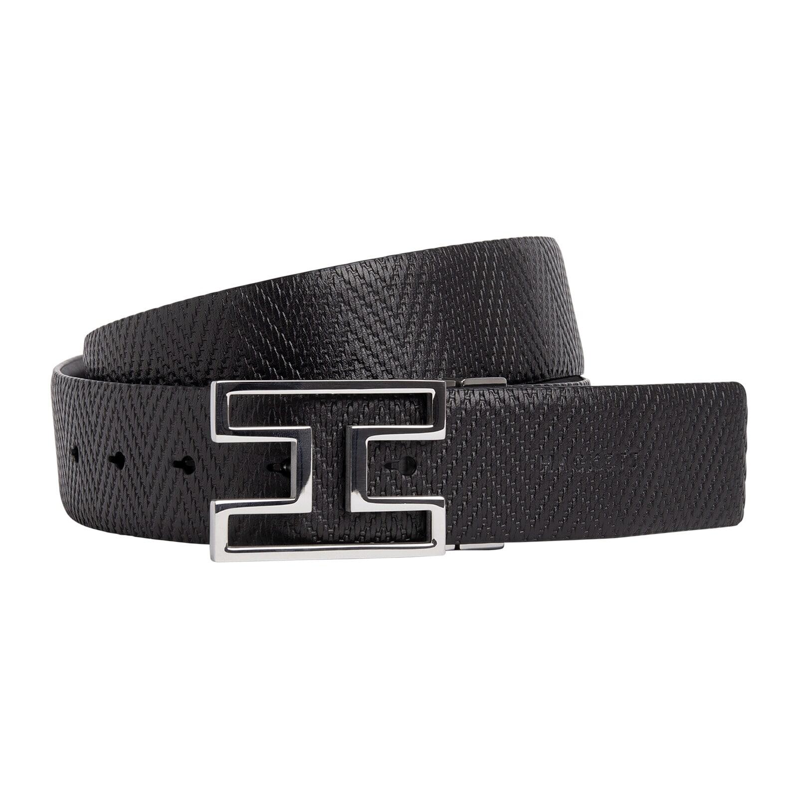 men black leather belt with herringbone design