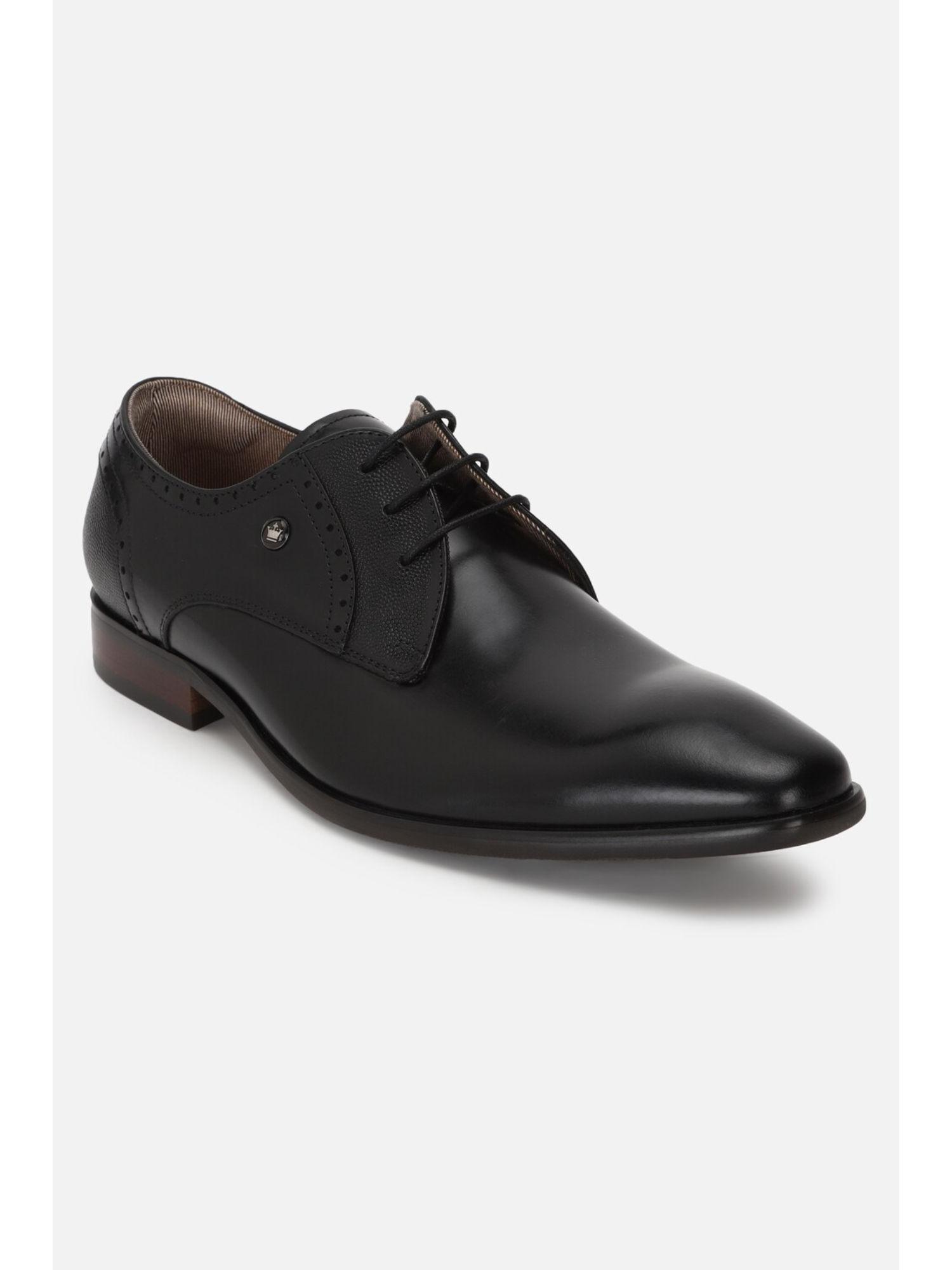 men black leather lace up brogue shoes
