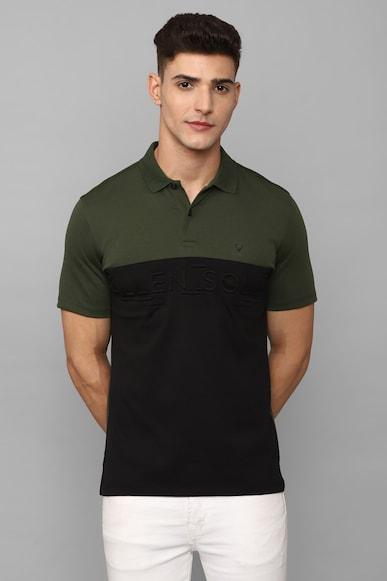 men black patterned polo neck t-shirt