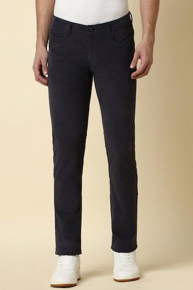 men black slim fit textured casual trousers