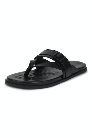 men black solid sandals