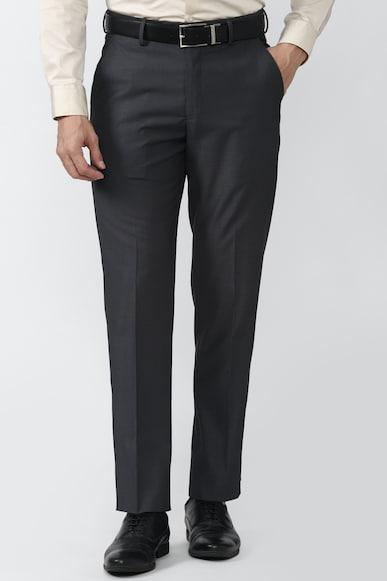 men black solid slim fit formal trousers