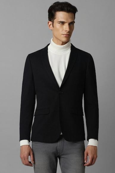 men black super slim fit solid casual blazer
