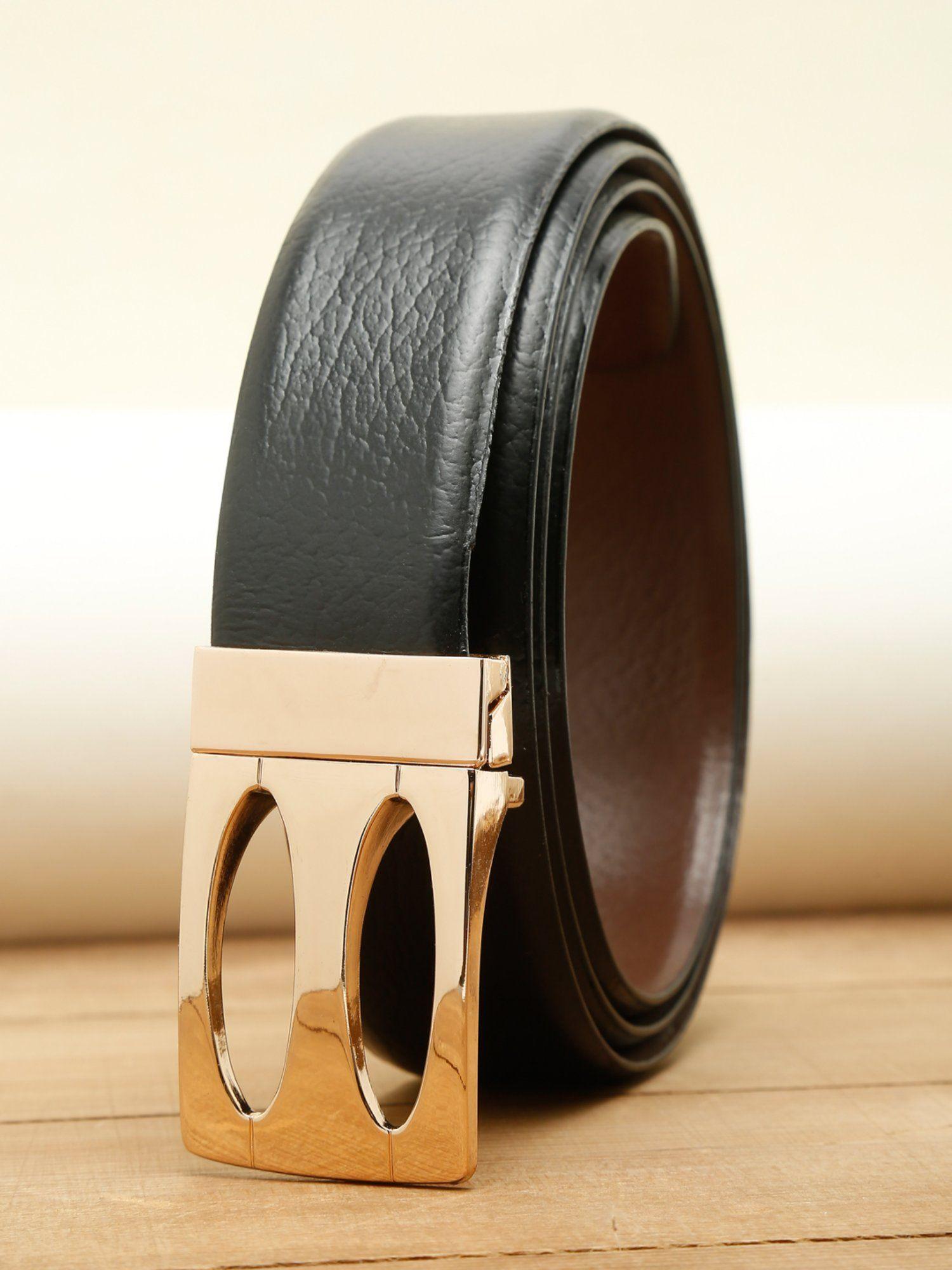 men black textured genuine leather belt