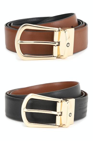 men black textured genuine leather formal belt