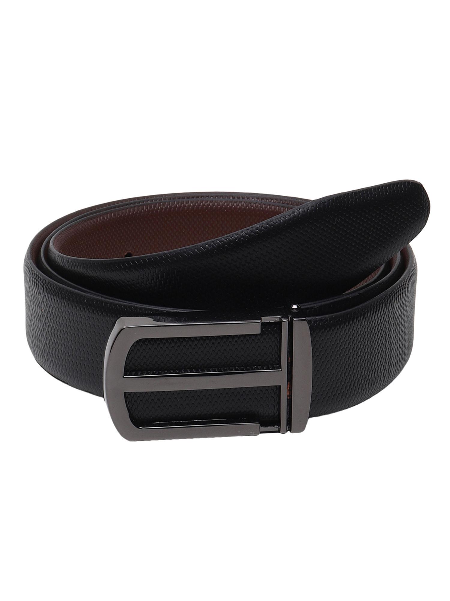 men black textured genuine leather semi formal belt