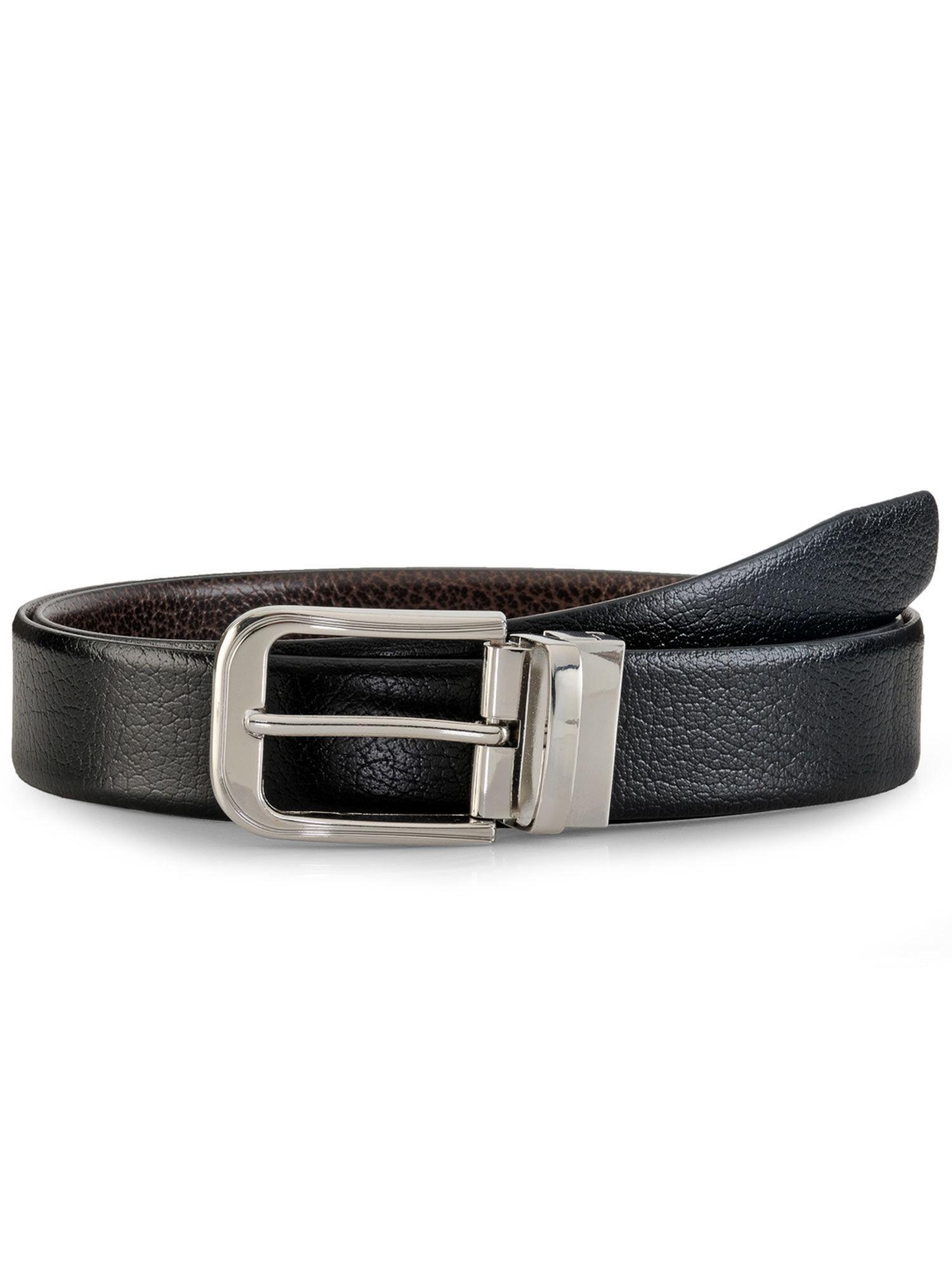 men black textured reversible leather belt