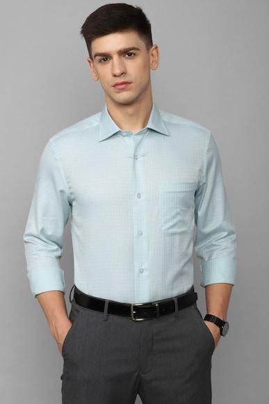 men blue classic fit textured full sleeves formal shirt