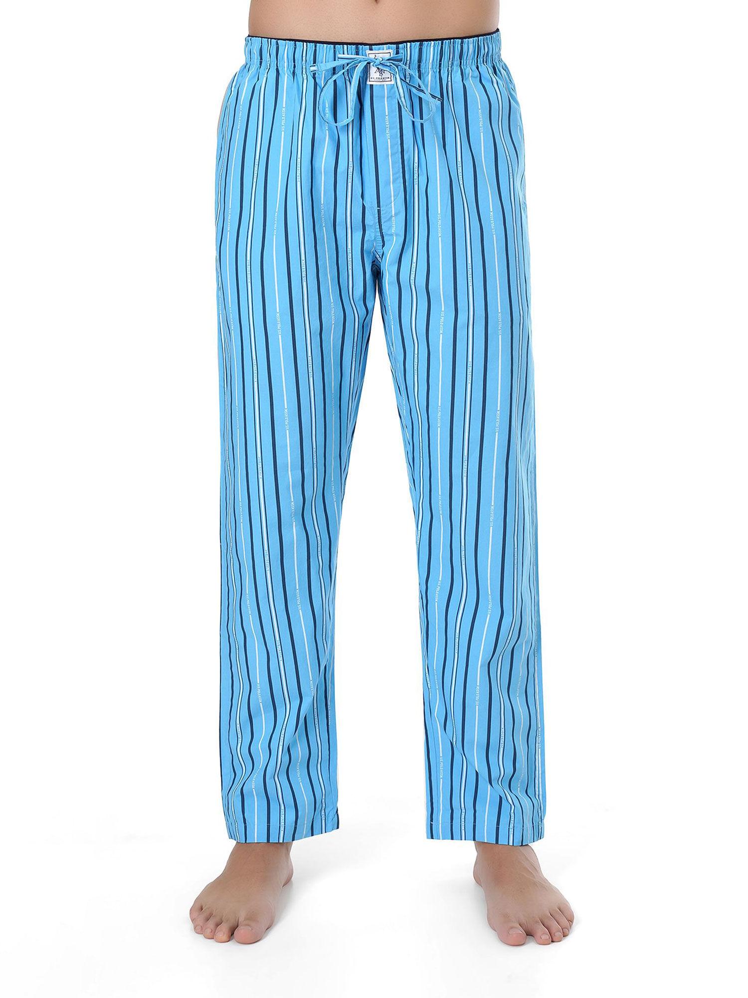 men blue iyad striped cotton lounge pants - pack of 1