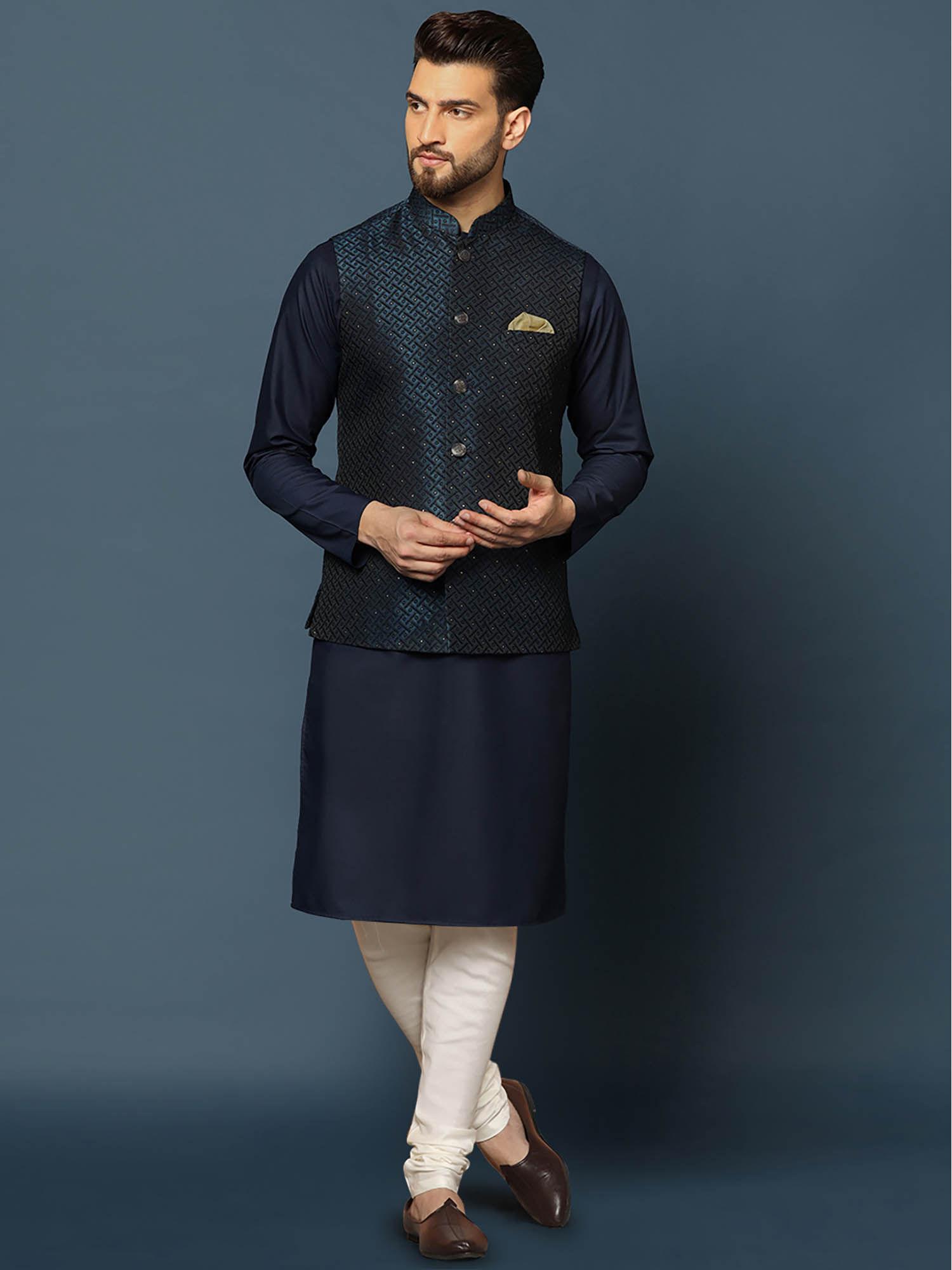 men-blue-kurta-jacket-churidar-set-(set-of-3)