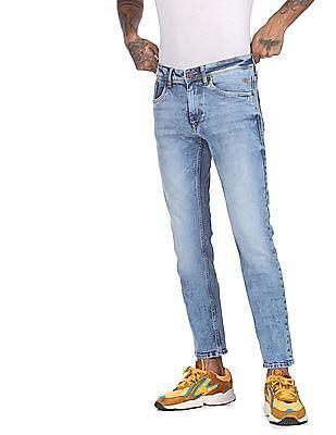 men blue michael slim tapered fit mid rise jeans
