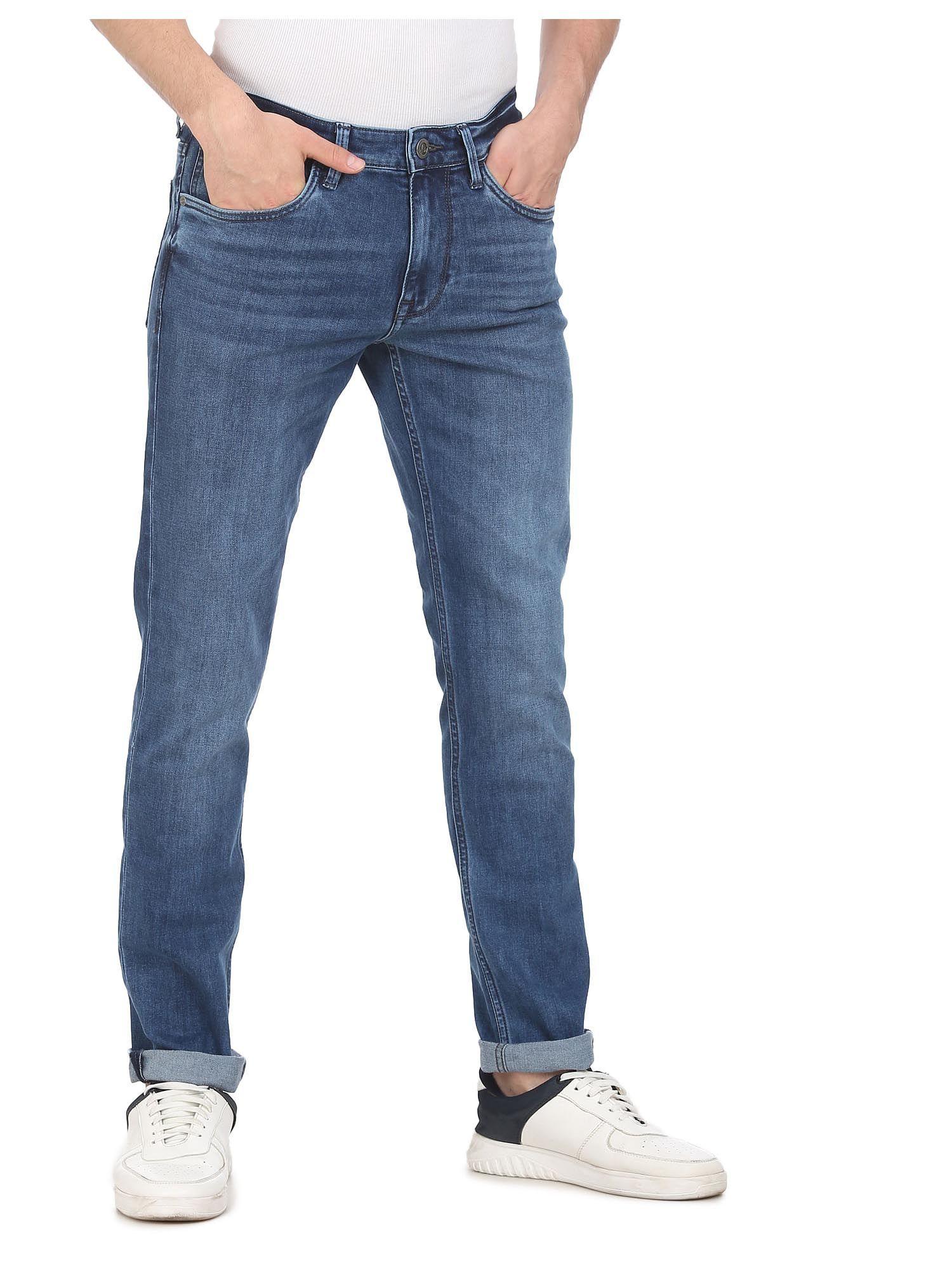 men blue mid rise jameson slim fit jeans
