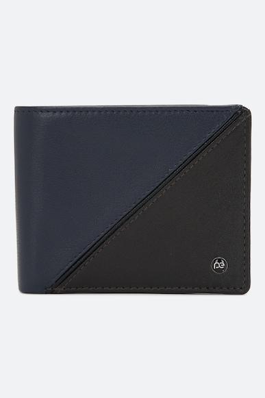 men blue print leather wallet