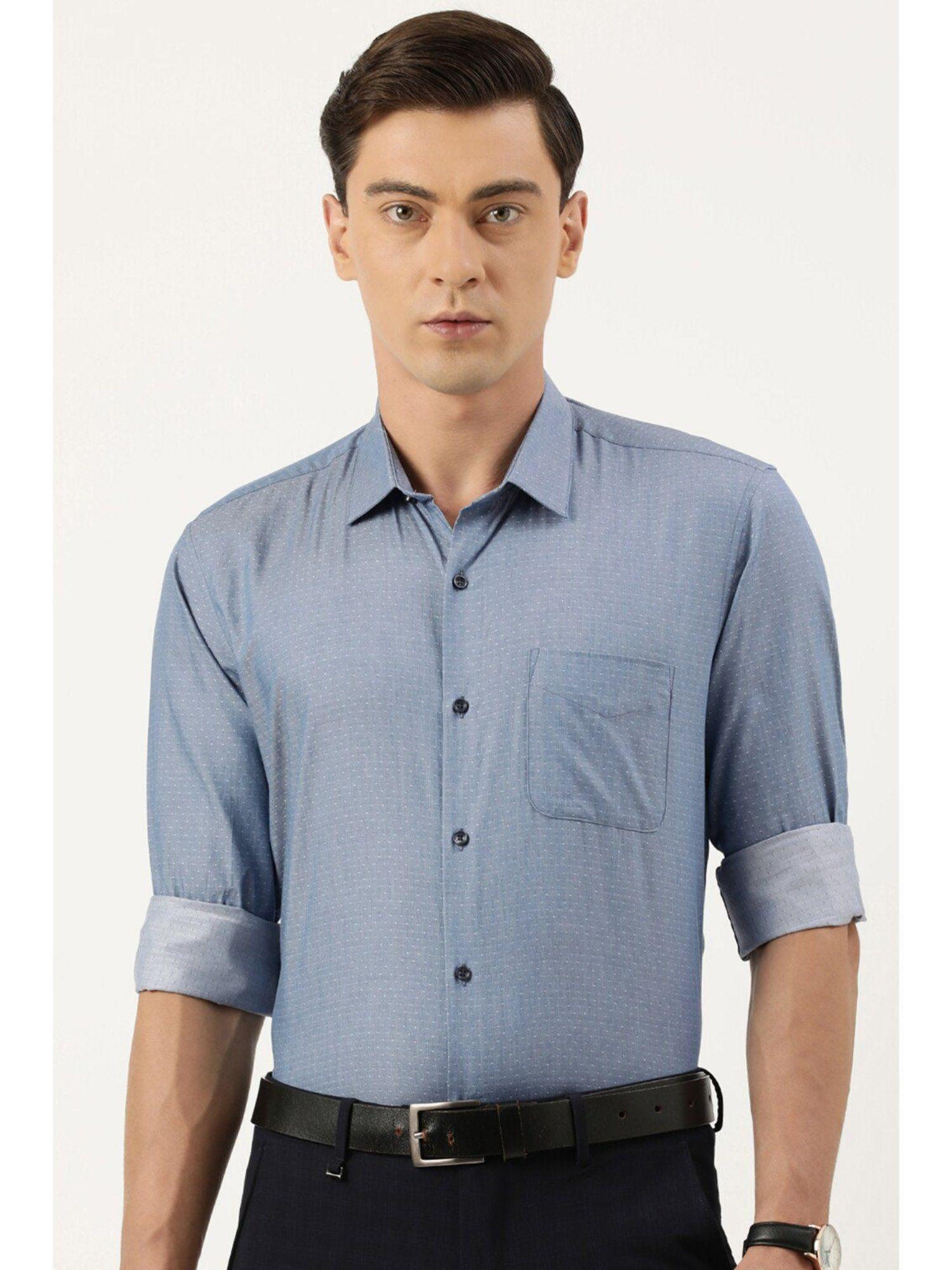 men blue regular fit formal shirt