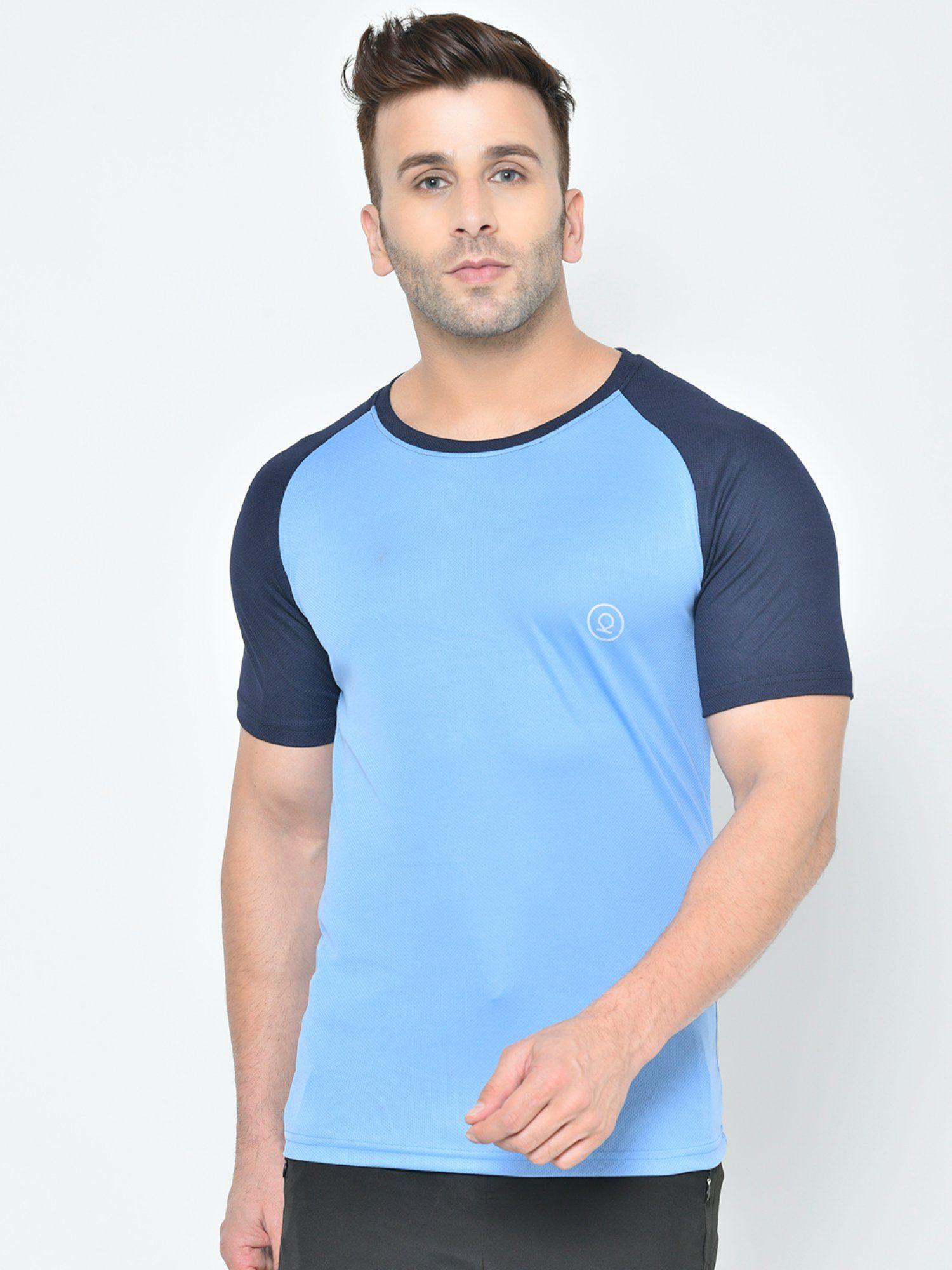 men blue regular fit gym t-shirt