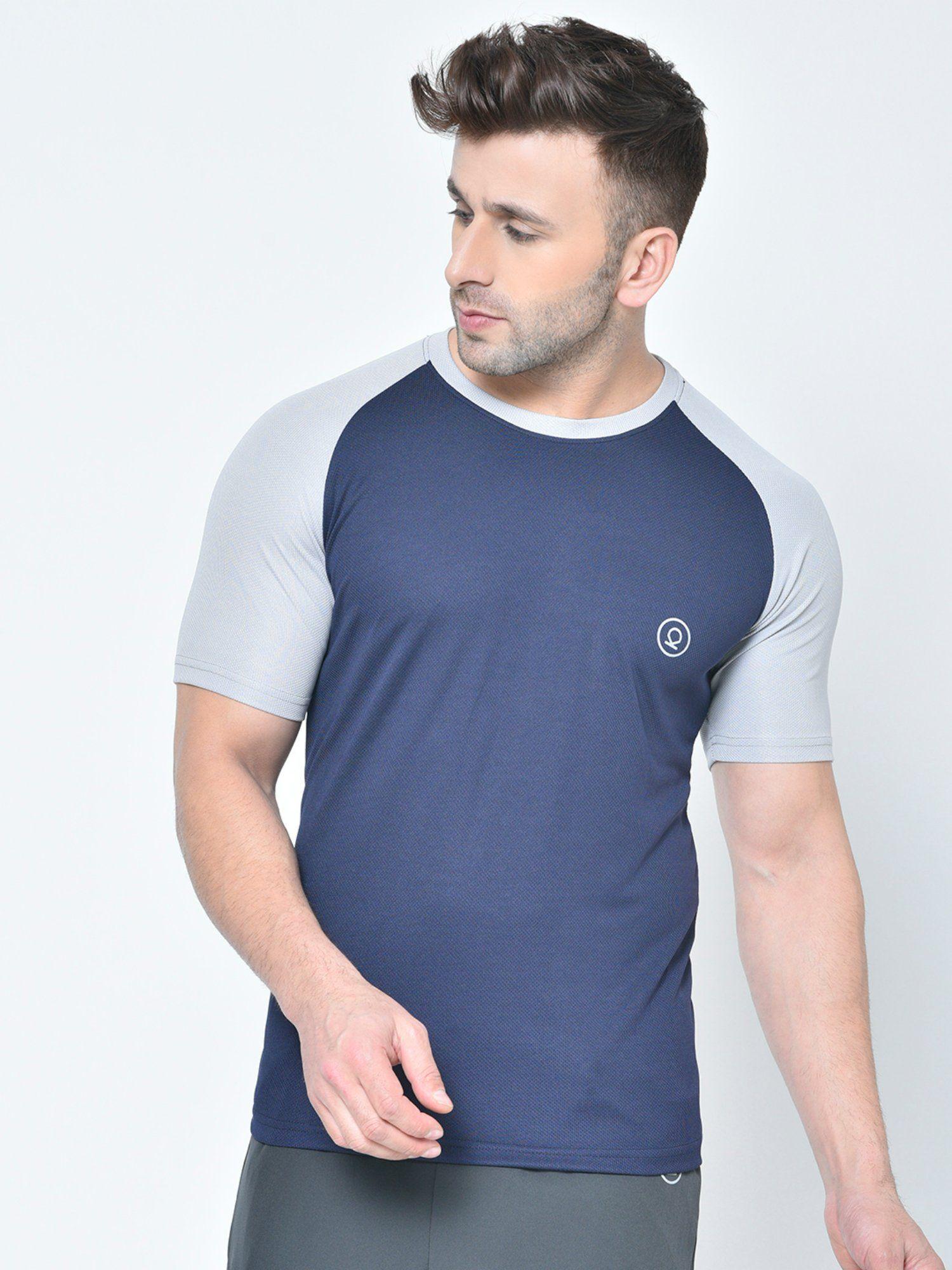 men blue regular fit gym t-shirt