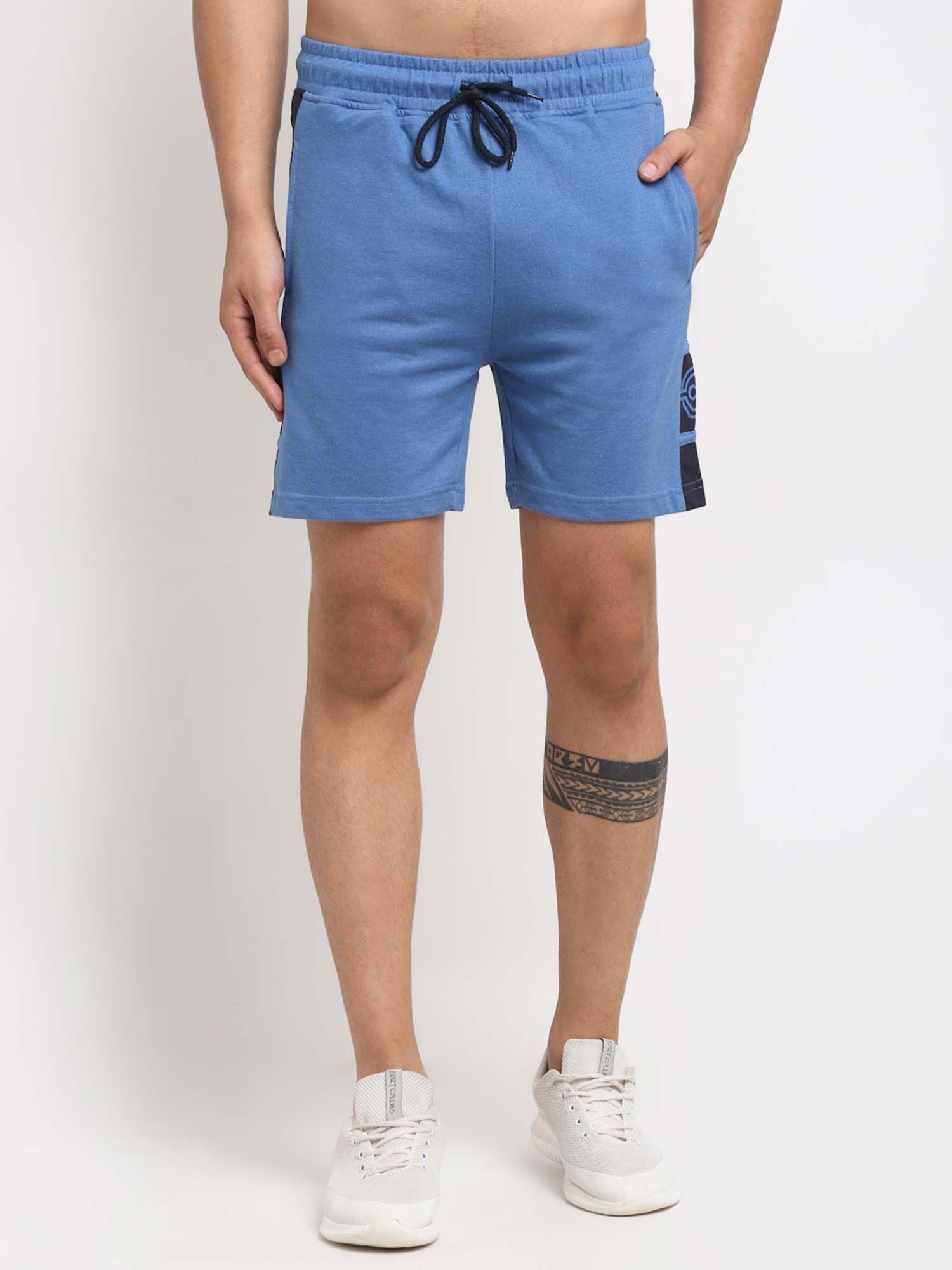 men blue regular shorts