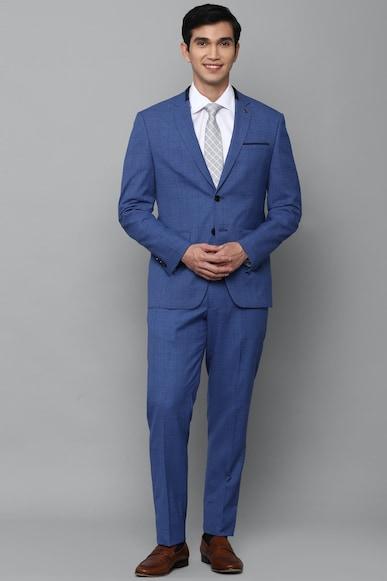 men blue slim fit check formal two piece suit