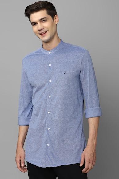 men blue slim fit textured full sleeves casual shirts