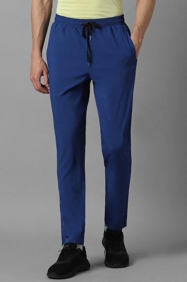 men blue solid casual track pants