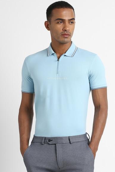 men blue solid polo neck polo t-shirts