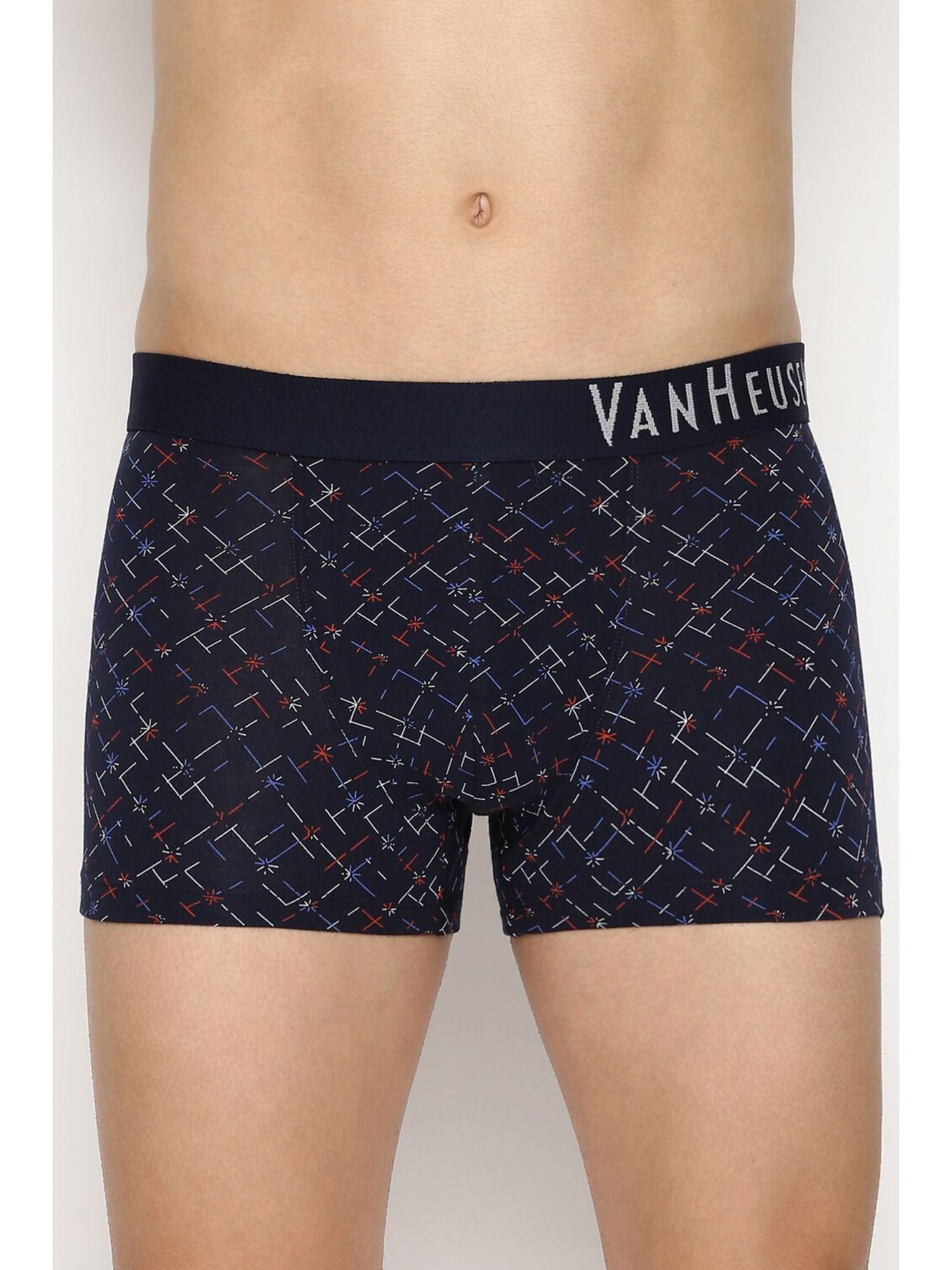 men body defining fit trunks all over print and elasticized waistband