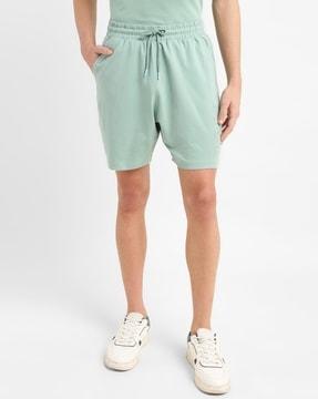 men brand print regular fit cotton shorts
