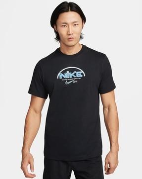 men brand print regular fit crew-neck t-shirt