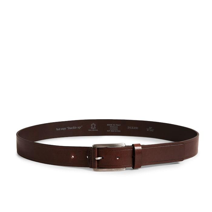 men brown embossed leather belt