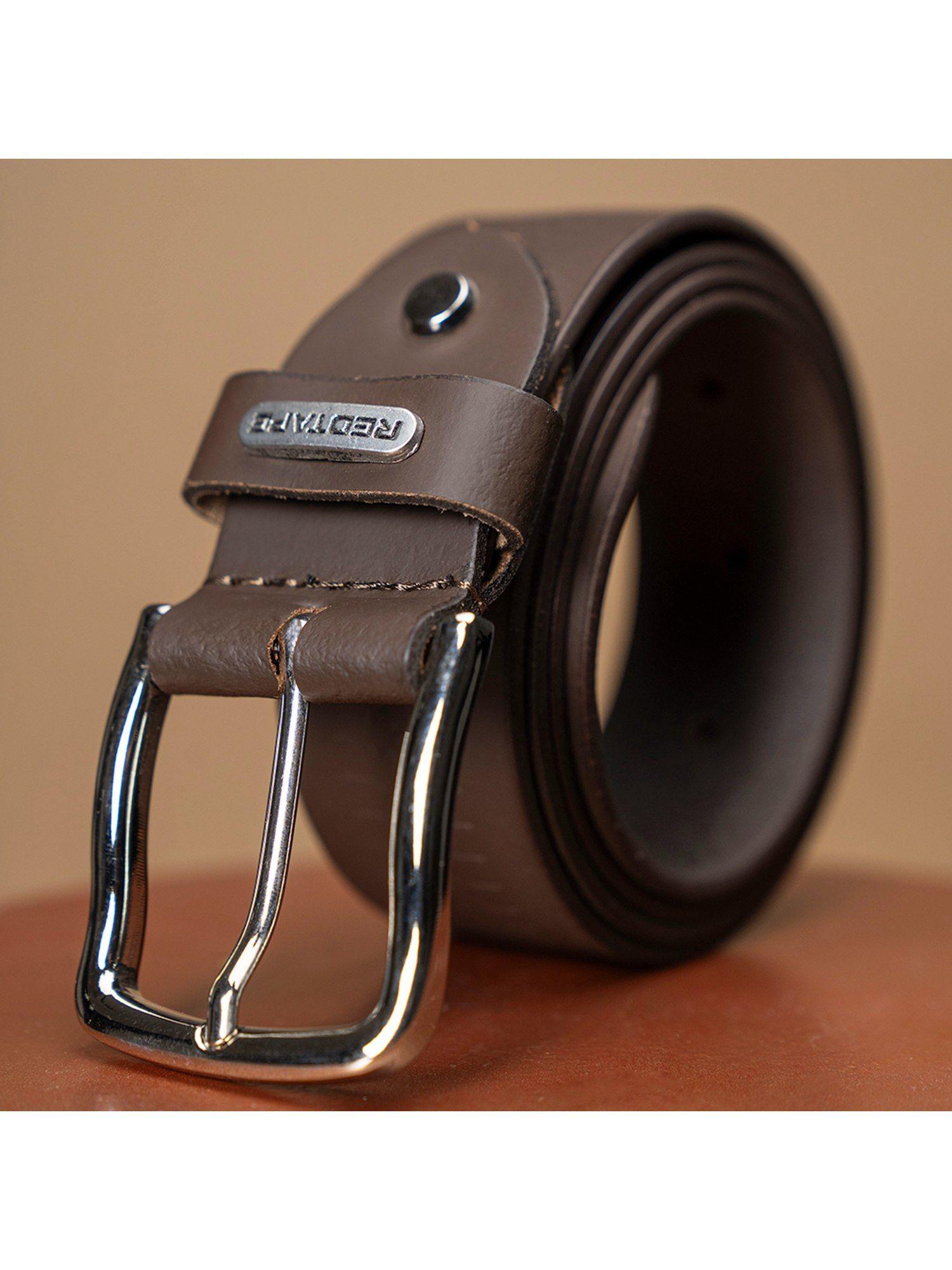 men brown genuine leather belt