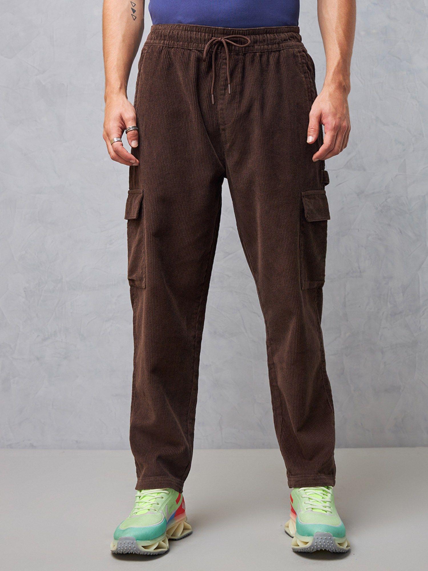 men brown oversized cargo pants