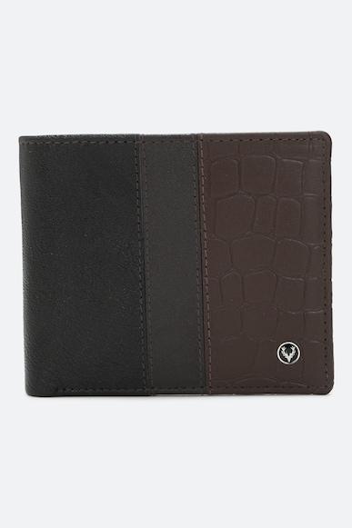 men brown patterned genuine leather wallet