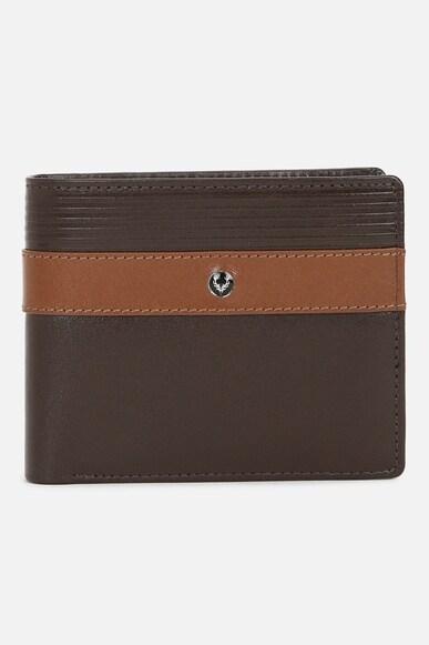men brown patterned genuine leather wallet