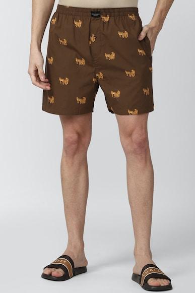men brown print boxer shorts