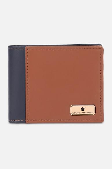 men brown print leather wallet