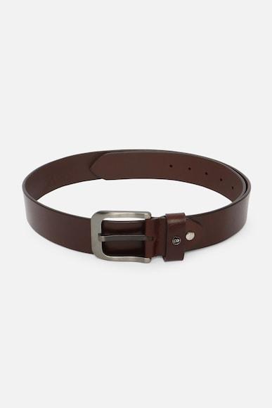 men brown solid leather belt