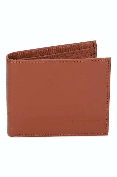 men brown solid leather wallet