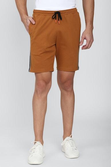 men brown solid regular fit casual shorts