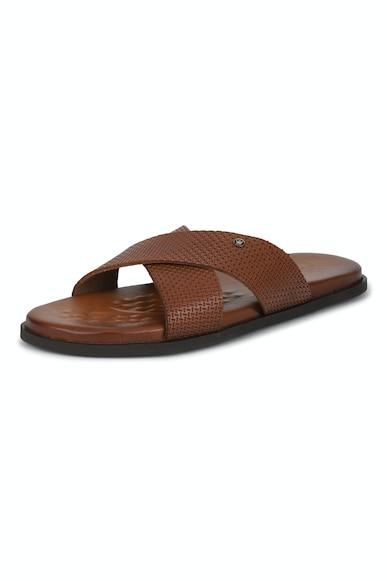 men brown solid sandals