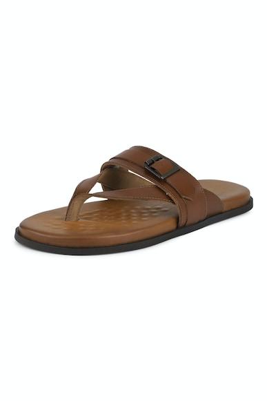 men brown solid sandals