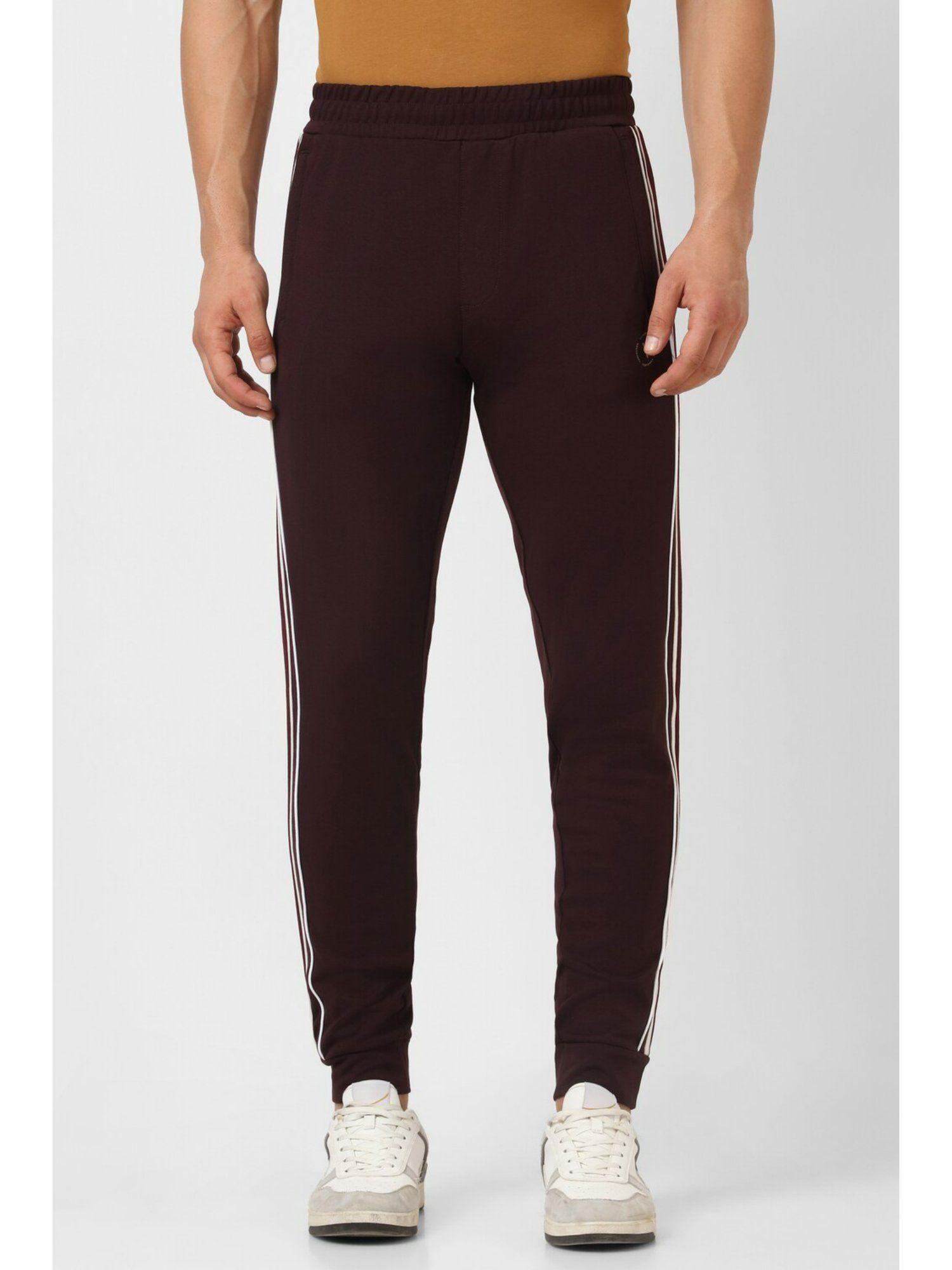 men brown stripe casual jogger pants