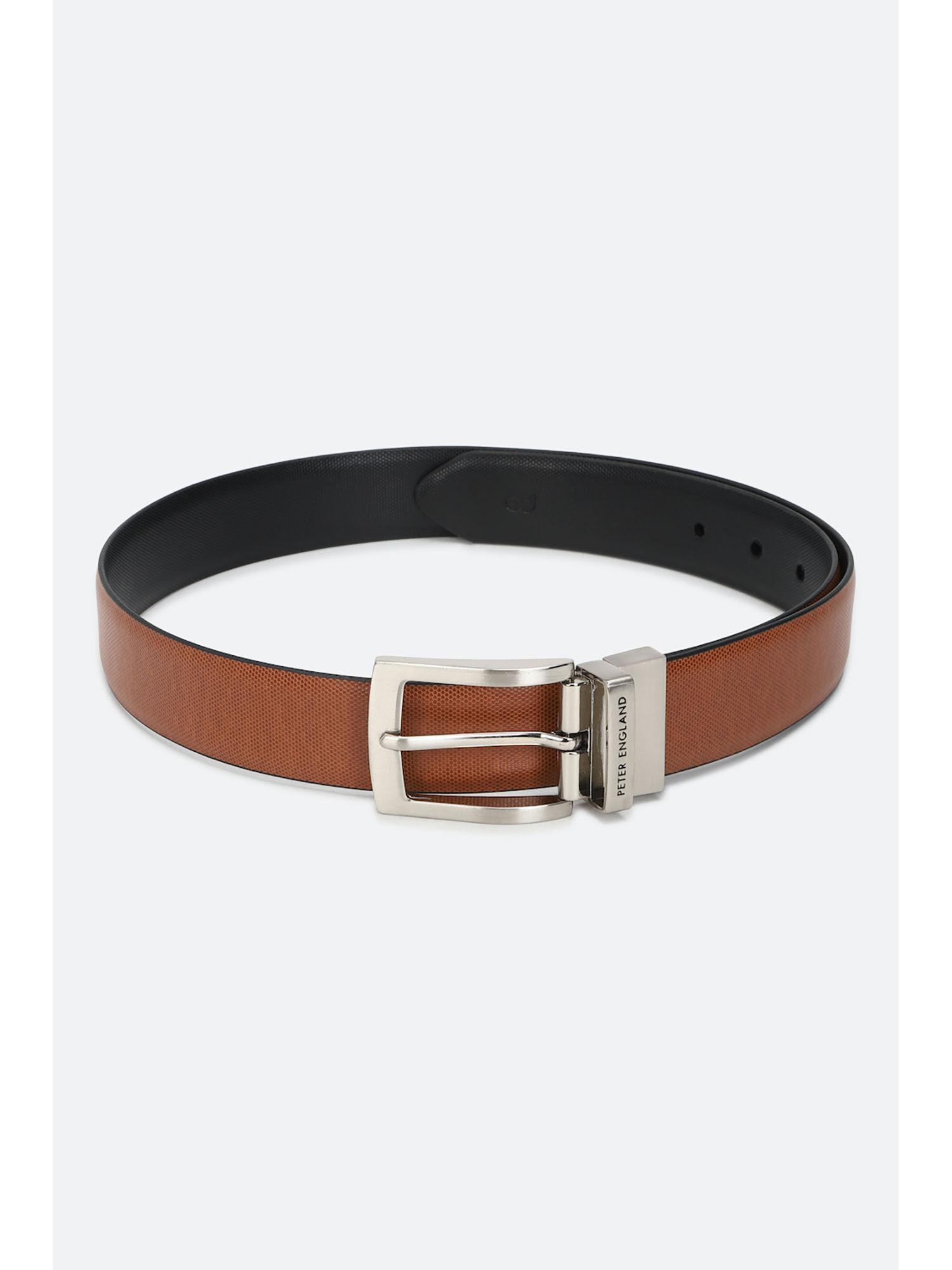 men brown textured genuine leather belt-pl600040