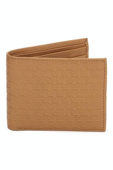 men brown textured genuine leather wallet