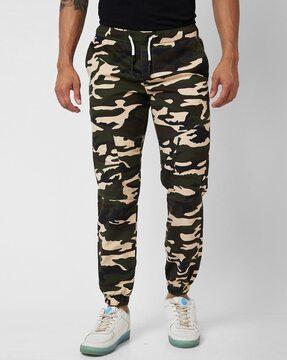 men camouflage relaxed fit flat-front jogger pants