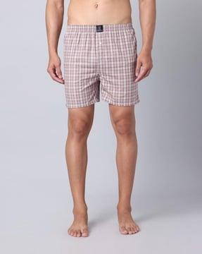 men checked boxers with elasticated waist