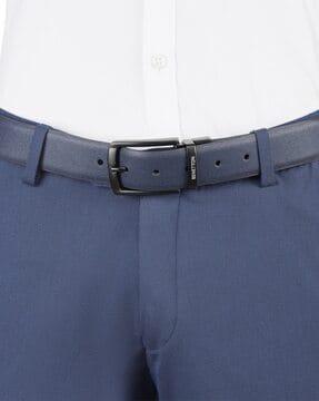 men checked reversible belt with tang-buckle closure