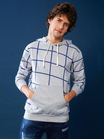 men checks full sleeve stylish casual hooded sweatshirts