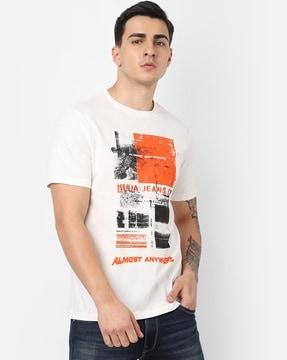 men chest printed relaxed fit round-neck t-shirt