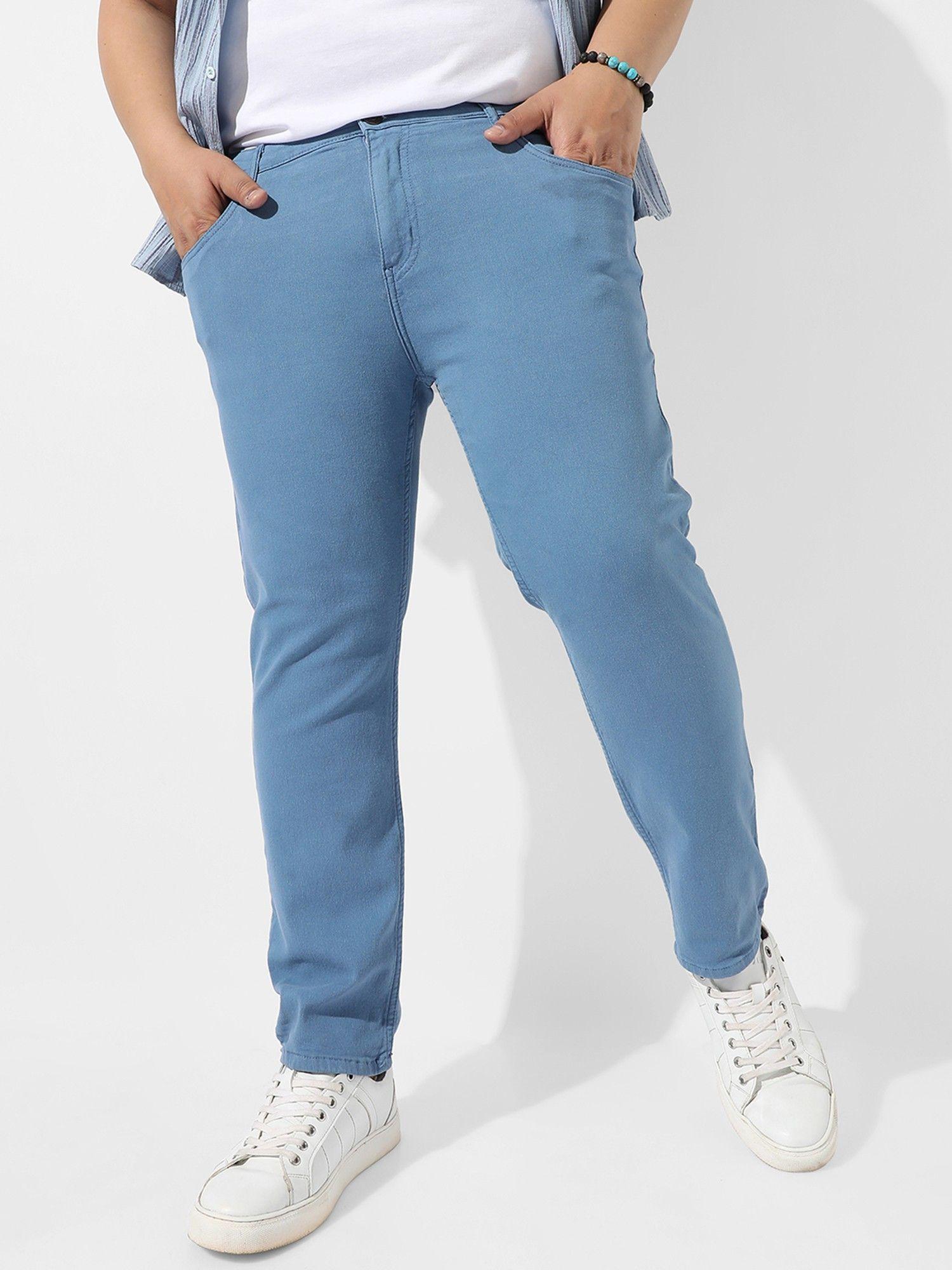 men classic blue light washed regular fit denim jeans